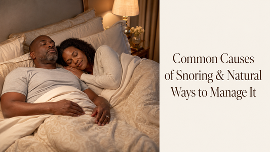 Person waking rested and stretching in warm morning light after a quieter night's sleep — Sheer Beauté guide to the common causes of snoring