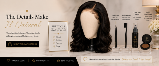 How to make a wig look more natural — Sheer Beauté editorial hero showing lace-front blending and a natural hairline.