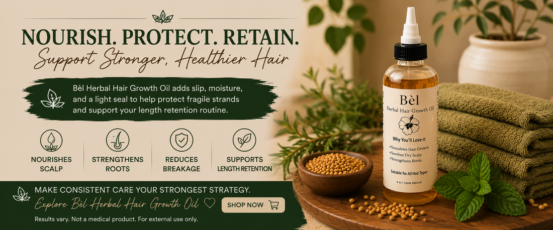 Managing chronic hair breakage — Sheer Beauté editorial hero showing strengthening botanical hair care for fragile natural hair.