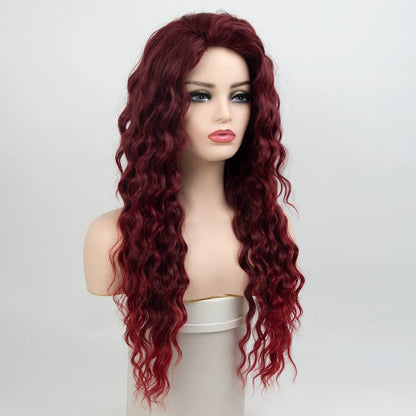 Long Curly Wigs for Women Free Part Layered Wavy Wig Heat Synthetic Natural Looking Wig