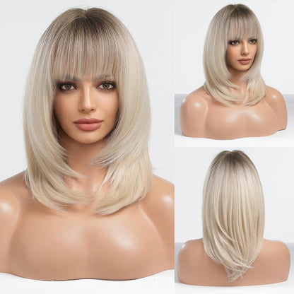 long ash blonde wig, blonde wig with bangs, 24 inch synthetic wig, heat resistant wig for women, layered ash blonde wig, natural look cosplay wig, daily wear wig for women, long straight blonde wig, high temperature fiber wig, Japanese synthetic wig, realistic blonde wig, breathable wig cap, cute stylish wig for women