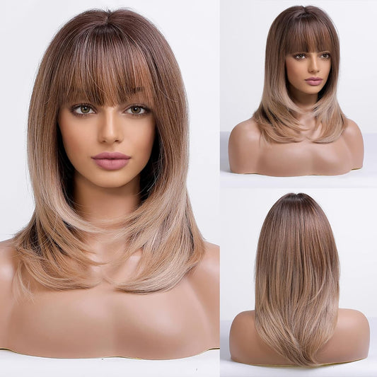 long ash blonde wig, blonde wig with bangs, 24 inch synthetic wig, heat resistant wig for women, layered ash blonde wig, natural look cosplay wig, daily wear wig for women, long straight blonde wig, high temperature fiber wig, Japanese synthetic wig, realistic blonde wig, breathable wig cap, cute stylish wig for women