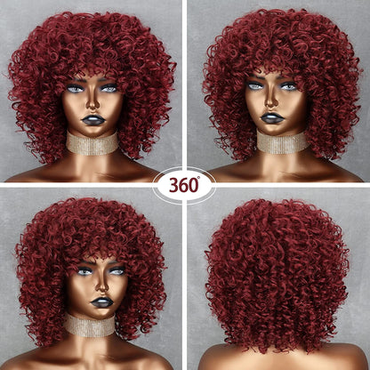 Short Curly Afro Wig for Black Women