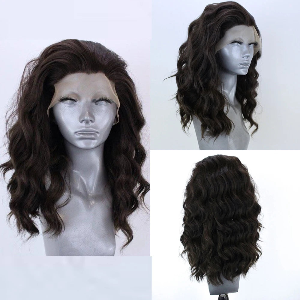 Brown wavy wig on a mannequin head with close-up details against a white background.Hair WigHair Loss Solutions,Women's Hair Wig,Wig for Women
,Chemo Wig,Best Hair Wig,Human Hair Wig,Cosplay Wig,Costume Wig,Wig for Hair Loss