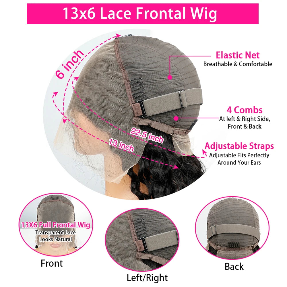 99J Burgundy Deep Wave Human Hair Wig from Sheer Beauté — lace and cap detail.