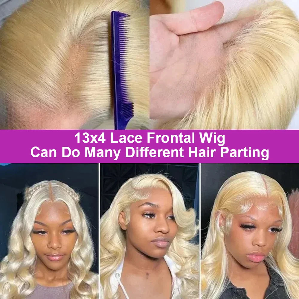 40Inch 613 Body Wave Blonde 13x6 Hd Lace Frontal Human Hair Wig Brazilian Color Water Wave Lace Front Wig For Women 250% Density