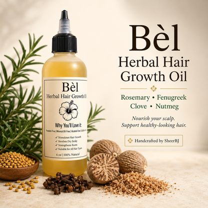 Bèl Scalp Ritual Oil from Sheer Beauté — herbal scalp oil with rosemary, fenugreek, clove and nutmeg to nourish the scalp.