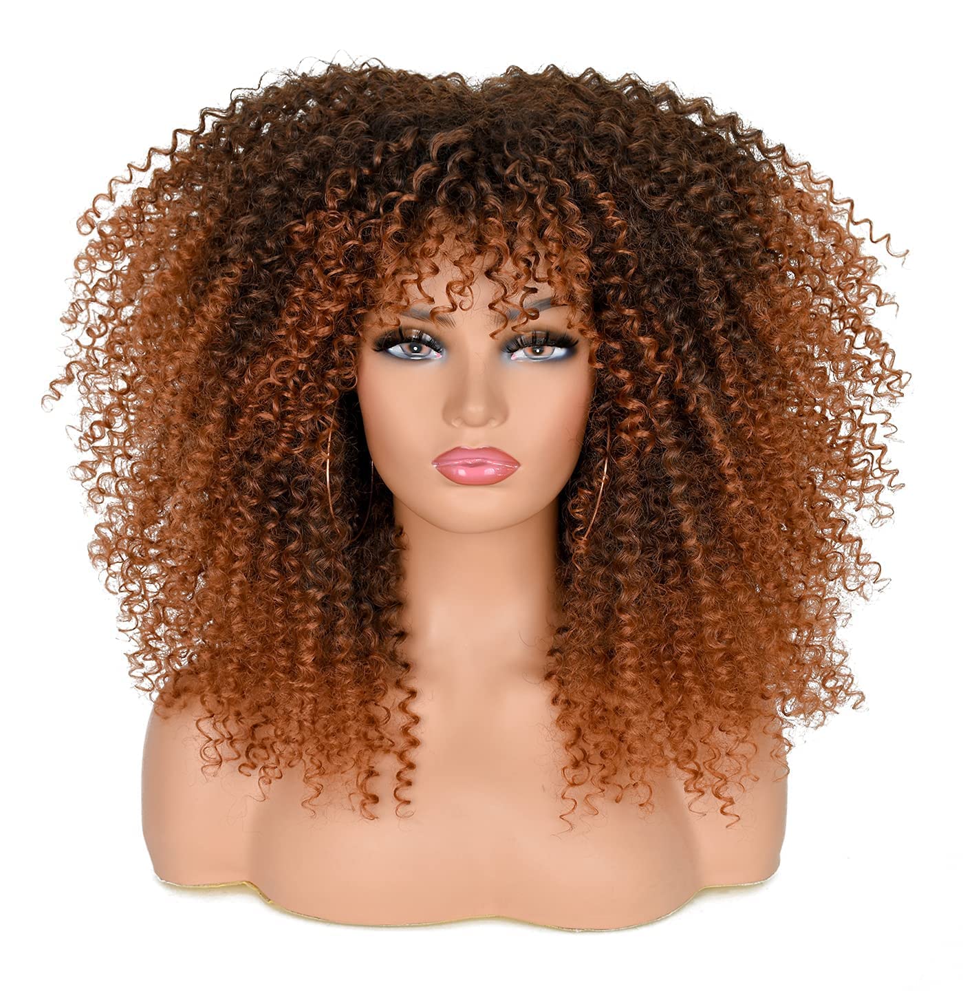 ombre blonde wig with bangs curluy hair wiigs
