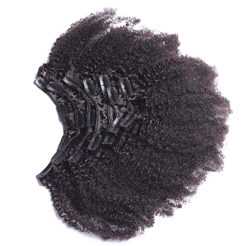4B 4C Afro Kinky Curly Clip In 100% Mongolian Human Hair Extensions